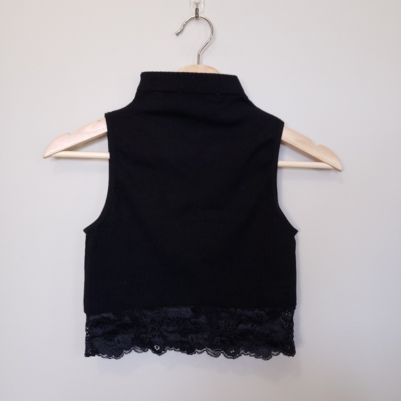Shasa High Mock Neck Ribbed Black Crop Top - Picture 3 of 11